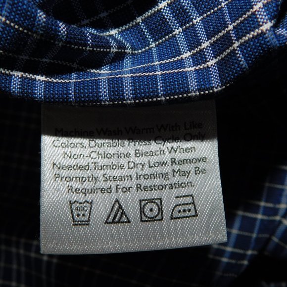 Eddie Bauer Mens TXL Tall XL Blue white Plaid long Sleeve Button Front Shirt - Picture 4 of 8